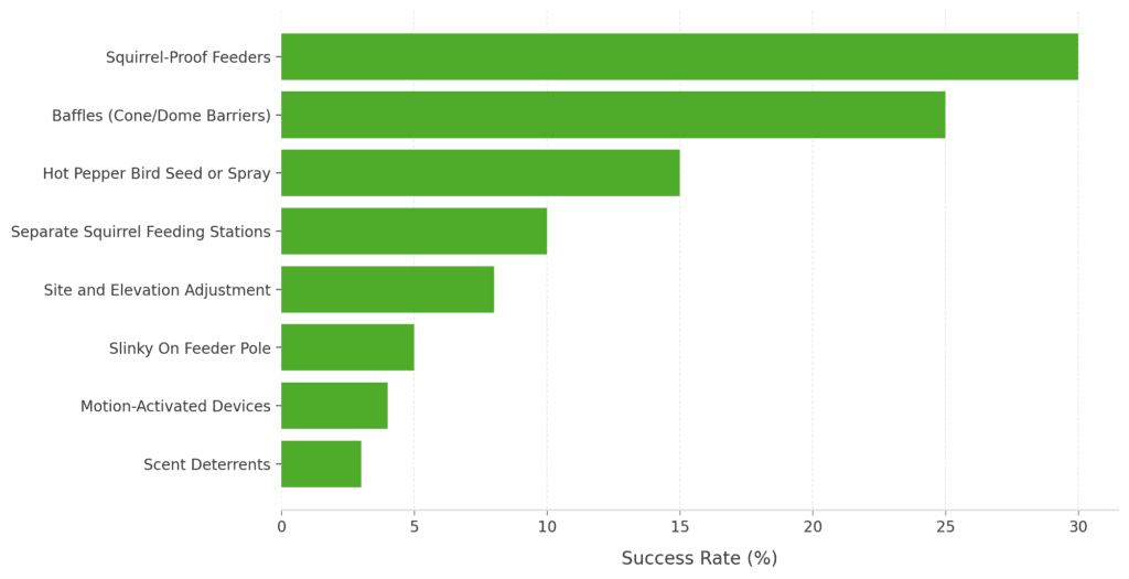 Chart: Effectiveness of Methods to Keep Squirrels Out of Bird Feeders